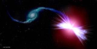 Supermassereiches Schwarzes Loch ernährt sich von Nachbargalaxie